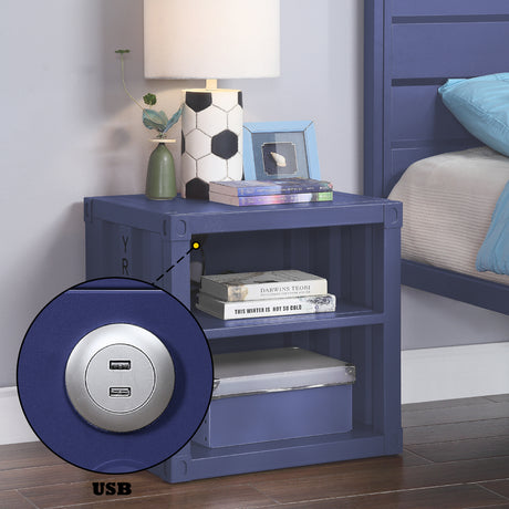 Cargo Blue Nightstand (USB) - Ornate Home