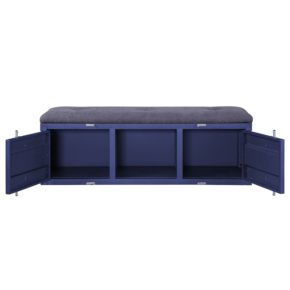 Cargo Gray Fabric & Blue Bench (Storage) - Ornate Home