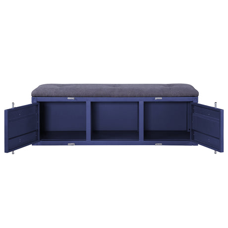 Cargo Gray Fabric & Blue Bench (Storage) - Ornate Home