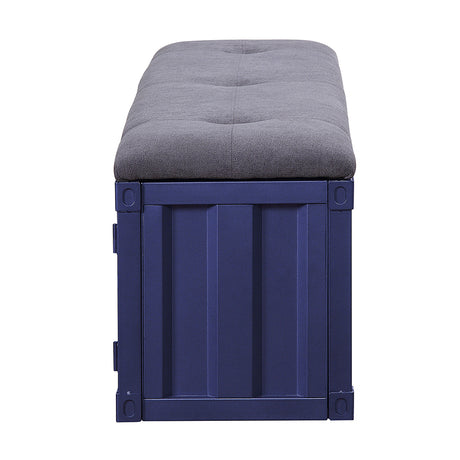 Cargo Gray Fabric & Blue Bench (Storage) - Ornate Home