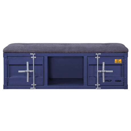 Cargo Gray Fabric & Blue Bench (Storage) - Ornate Home