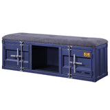Cargo Gray Fabric & Blue Bench (Storage) - Ornate Home