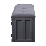Cargo Gray Fabric & Gunmetal Bench (Storage) - Ornate Home