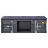 Cargo Gray Fabric & Gunmetal Bench (Storage) - Ornate Home