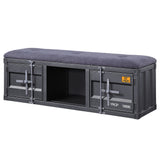 Cargo Gray Fabric & Gunmetal Bench (Storage) - Ornate Home