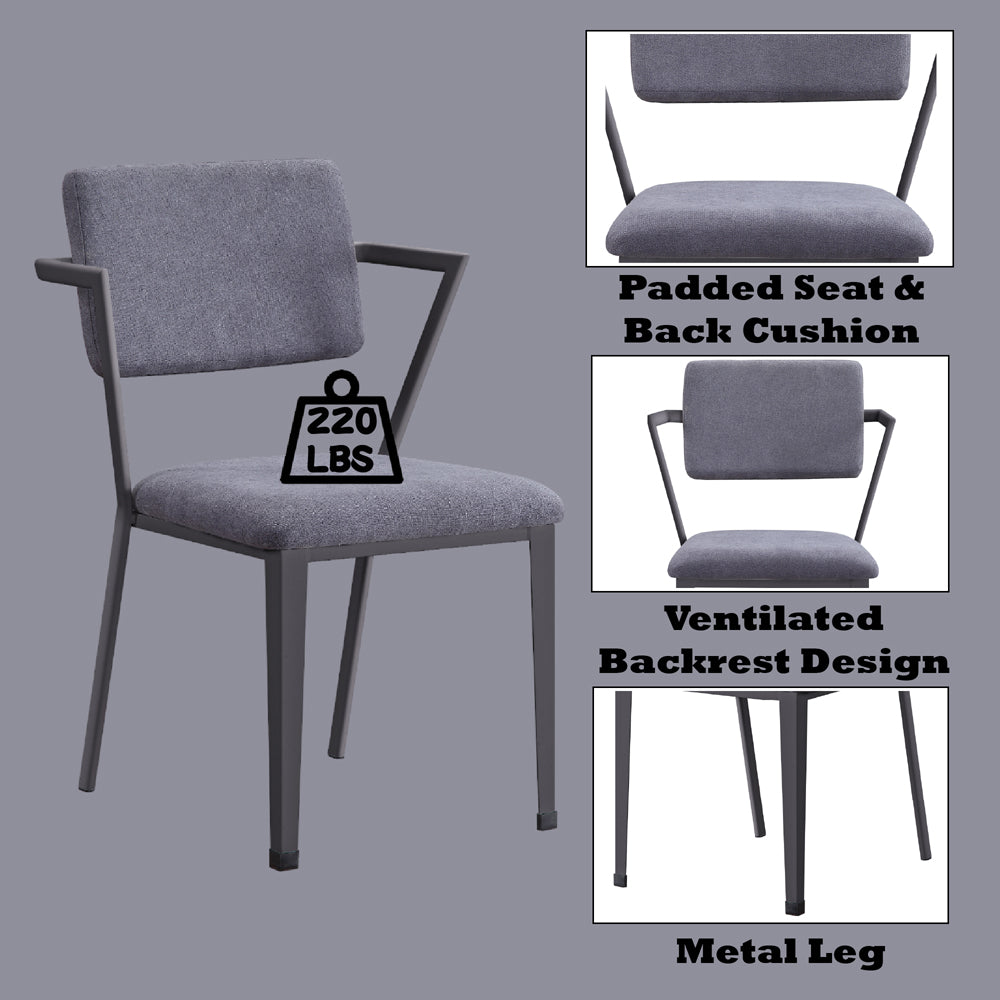 Cargo Gray Fabric & Gunmetal Chair - Ornate Home