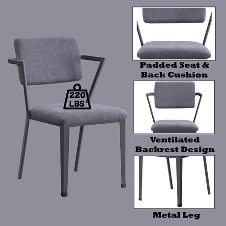 Cargo Gray Fabric & Gunmetal Chair - Ornate Home