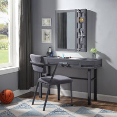 Cargo Gray Fabric & Gunmetal Chair - Ornate Home