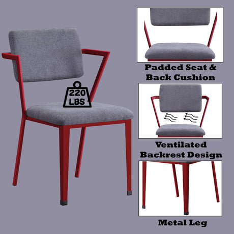 Cargo Gray Fabric & Red Chair - Ornate Home