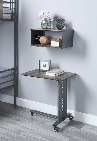 Cargo Gunmetal Accent Table W/Wall Shelf - Ornate Home
