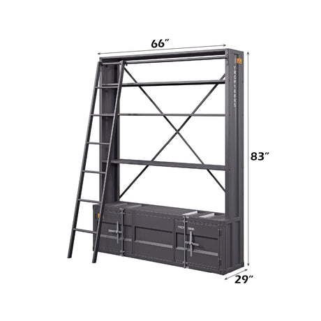 Cargo Gunmetal Bookshelf & Ladder - Ornate Home