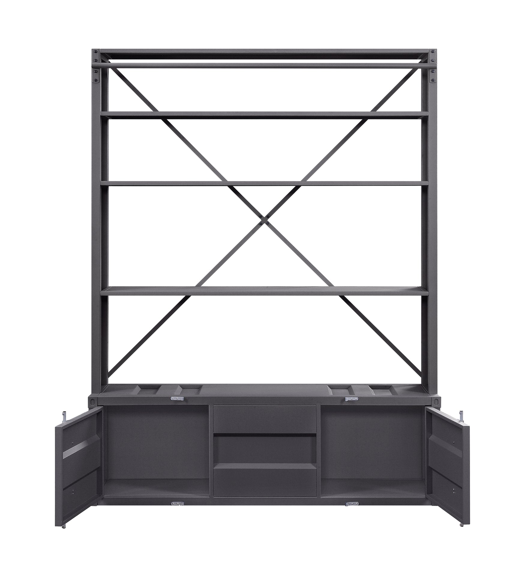 Cargo Gunmetal Bookshelf & Ladder - Ornate Home