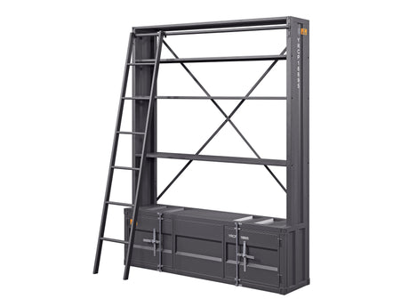 Cargo Gunmetal Bookshelf & Ladder - Ornate Home