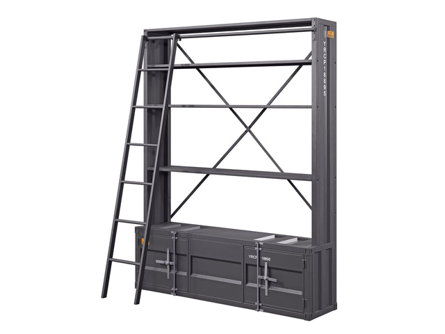 Cargo Gunmetal Bookshelf & Ladder - Ornate Home