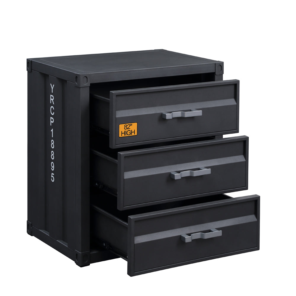 Cargo Gunmetal Chest W/3 Drawers - Ornate Home