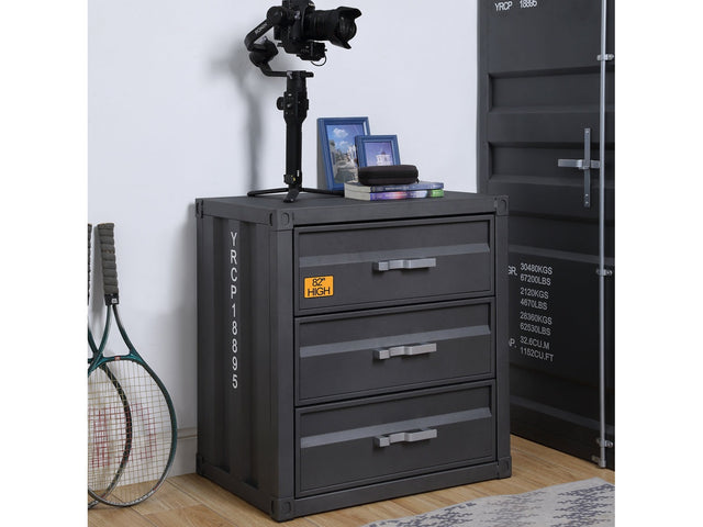 Cargo Gunmetal Chest W/3 Drawers - Ornate Home
