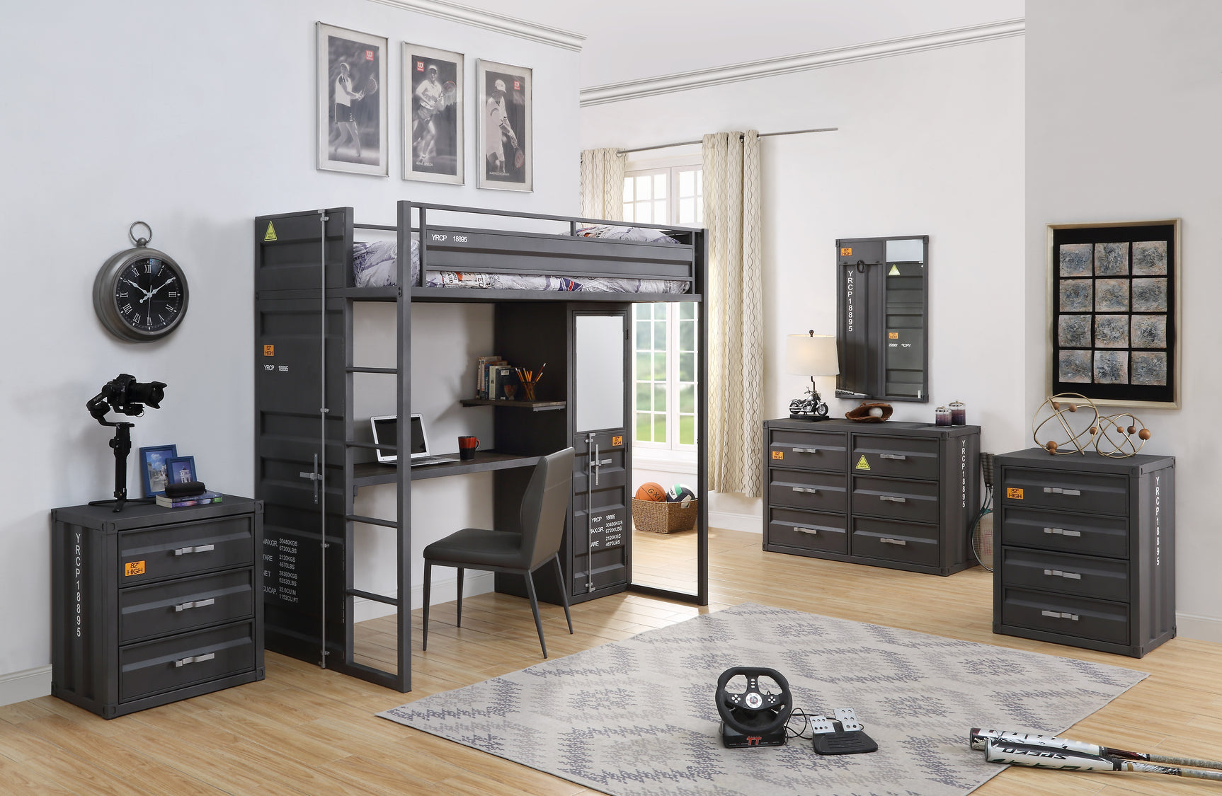 Cargo Gunmetal Chest W/4 Drawers - Ornate Home