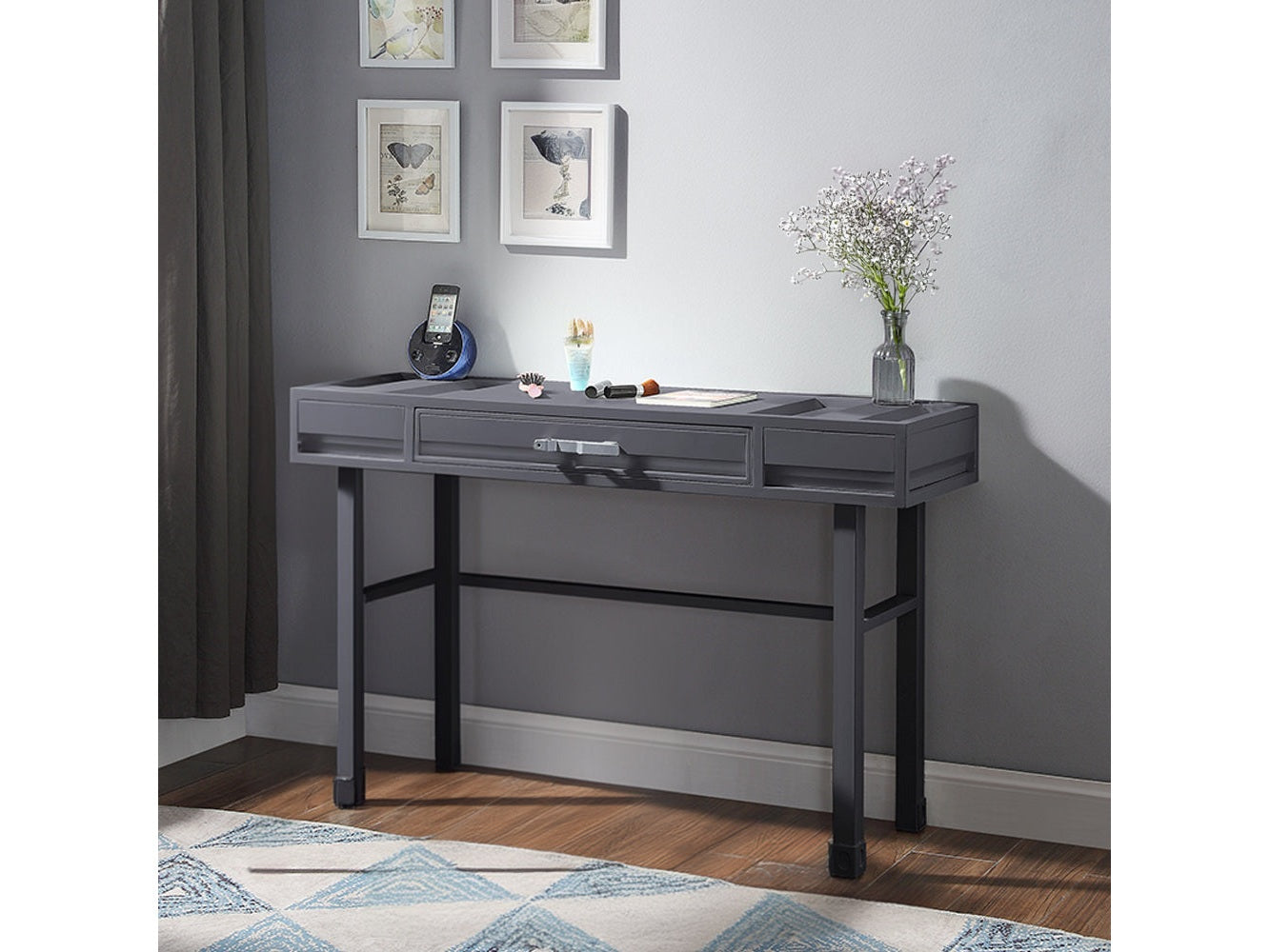 Cargo Gunmetal Vanity Desk - Ornate Home