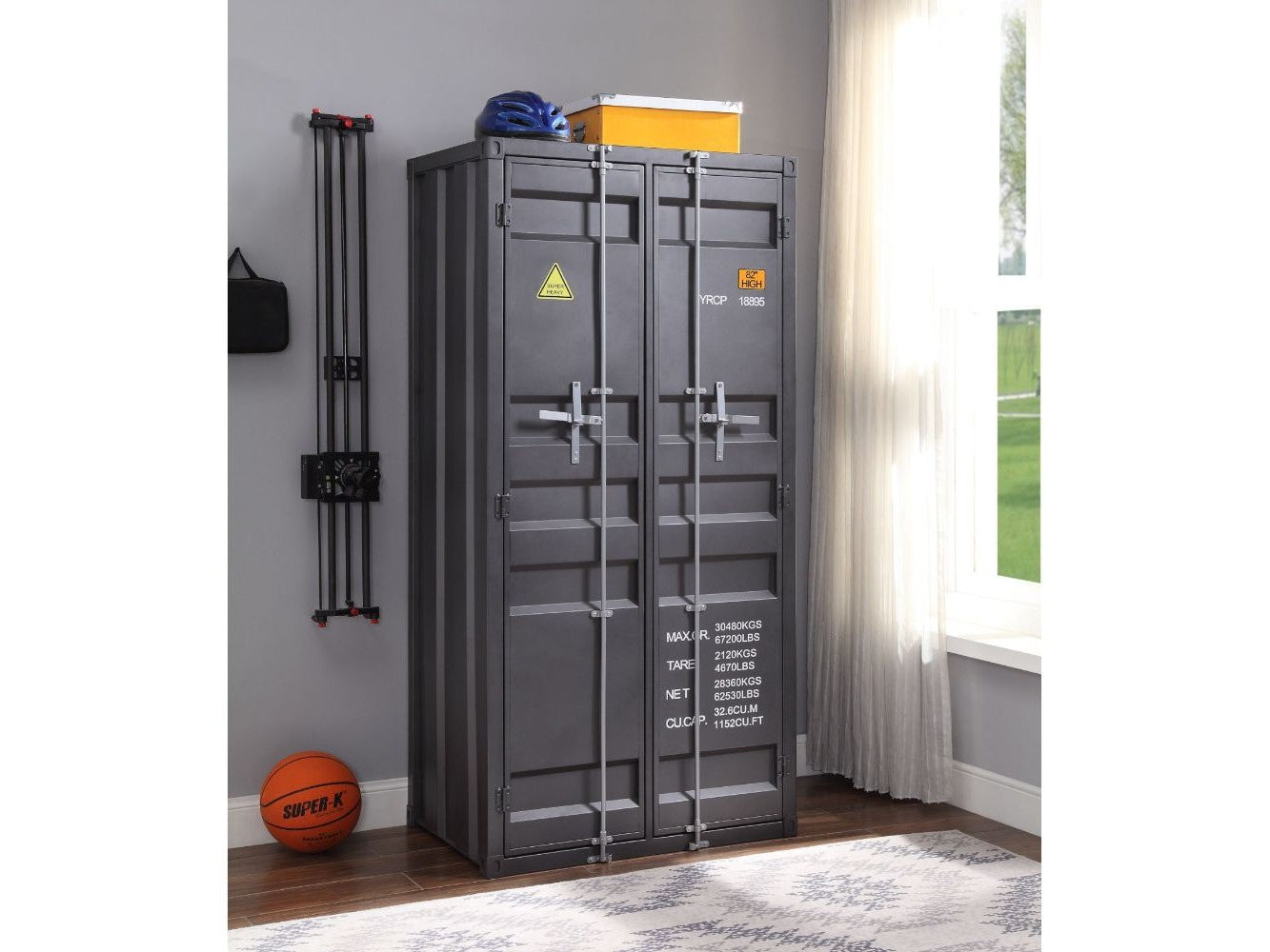 Cargo Gunmetal Wardrobe (Double Door) - Ornate Home