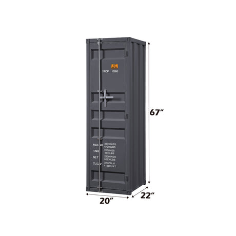 Cargo Gunmetal Wardrobe (Single Door) - Ornate Home