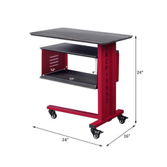 Cargo Red Accent Table W/Wall Shelf - Ornate Home