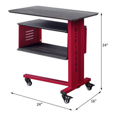 Cargo Red Accent Table W/Wall Shelf - Ornate Home