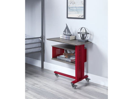 Cargo Red Accent Table W/Wall Shelf - Ornate Home