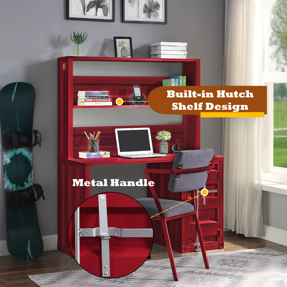 Cargo Red Desk & Hutch - Ornate Home