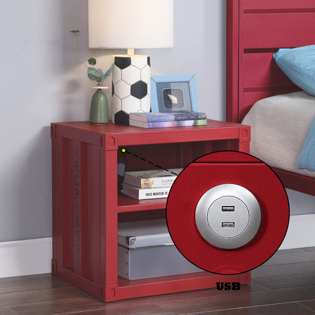 Cargo Red Nightstand (USB) - Ornate Home