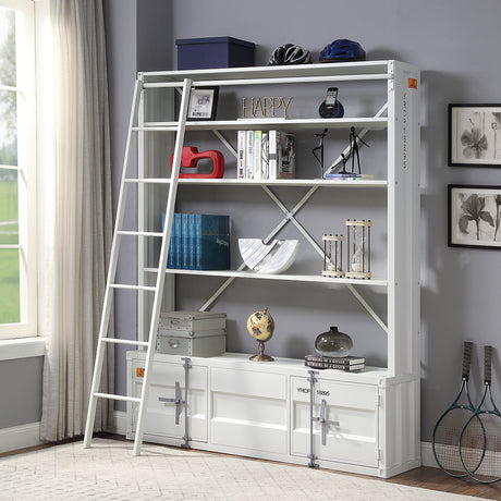 Cargo White Bookshelf & Ladder - Ornate Home