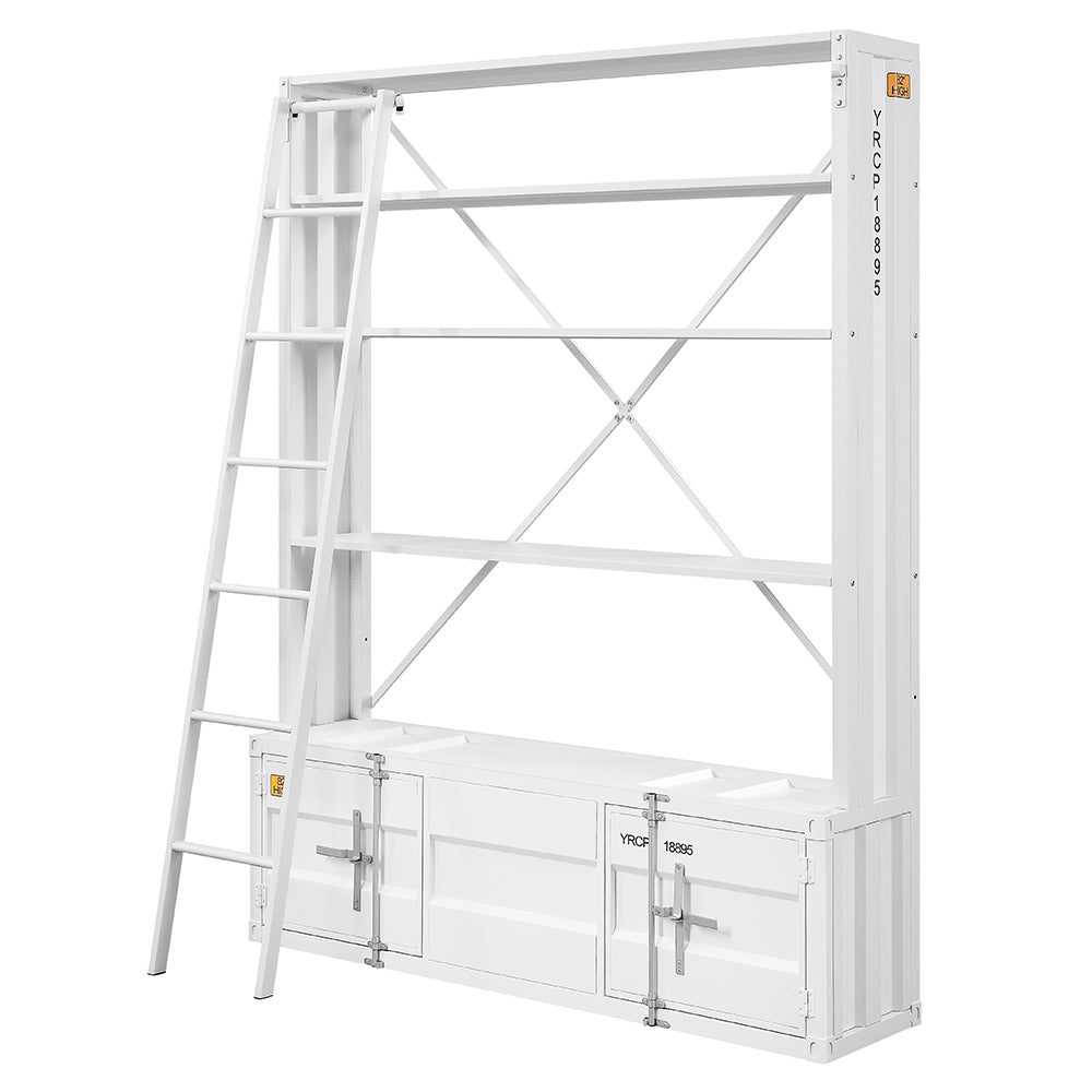 Cargo White Bookshelf & Ladder - Ornate Home