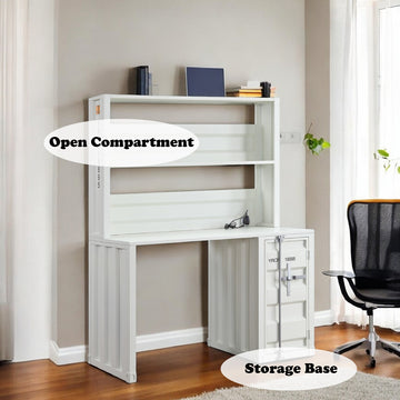 Cargo White Desk & Hutch - Ornate Home