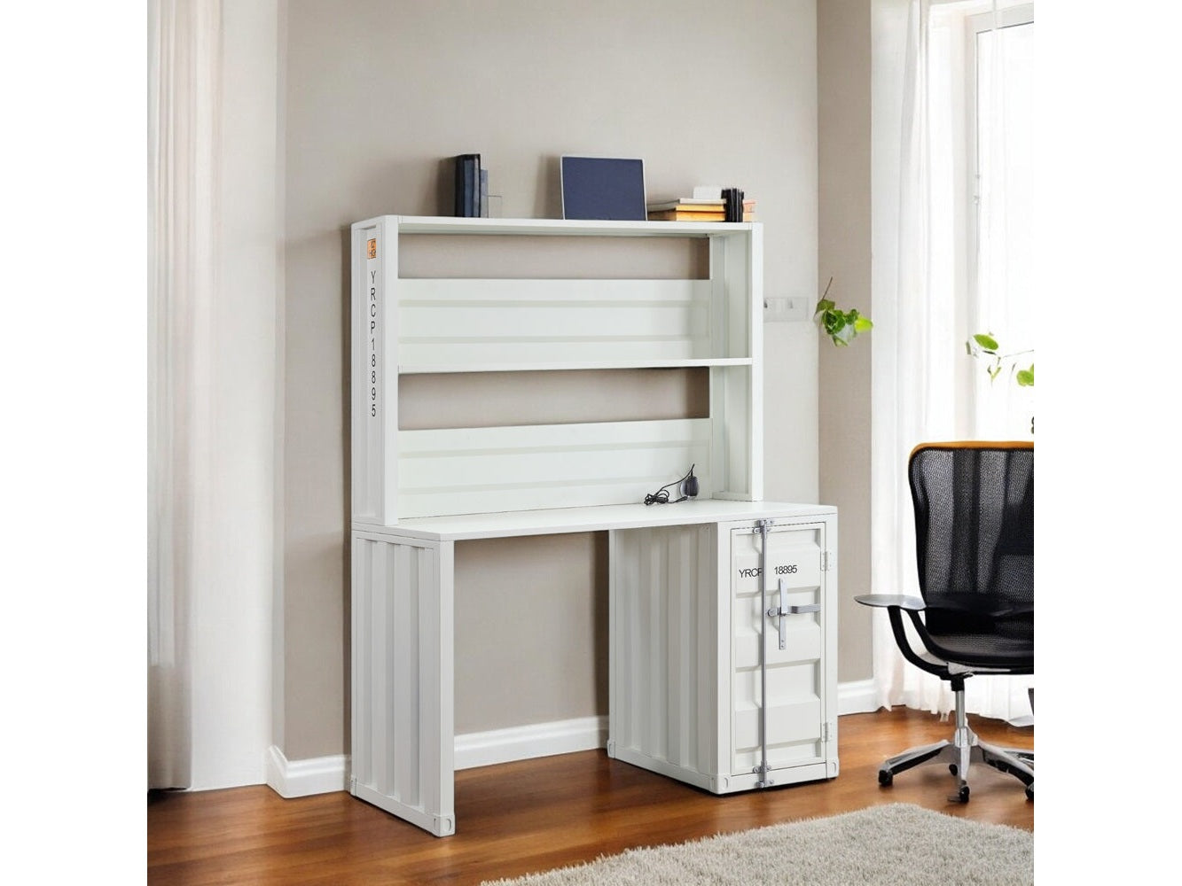 Cargo White Desk & Hutch - Ornate Home