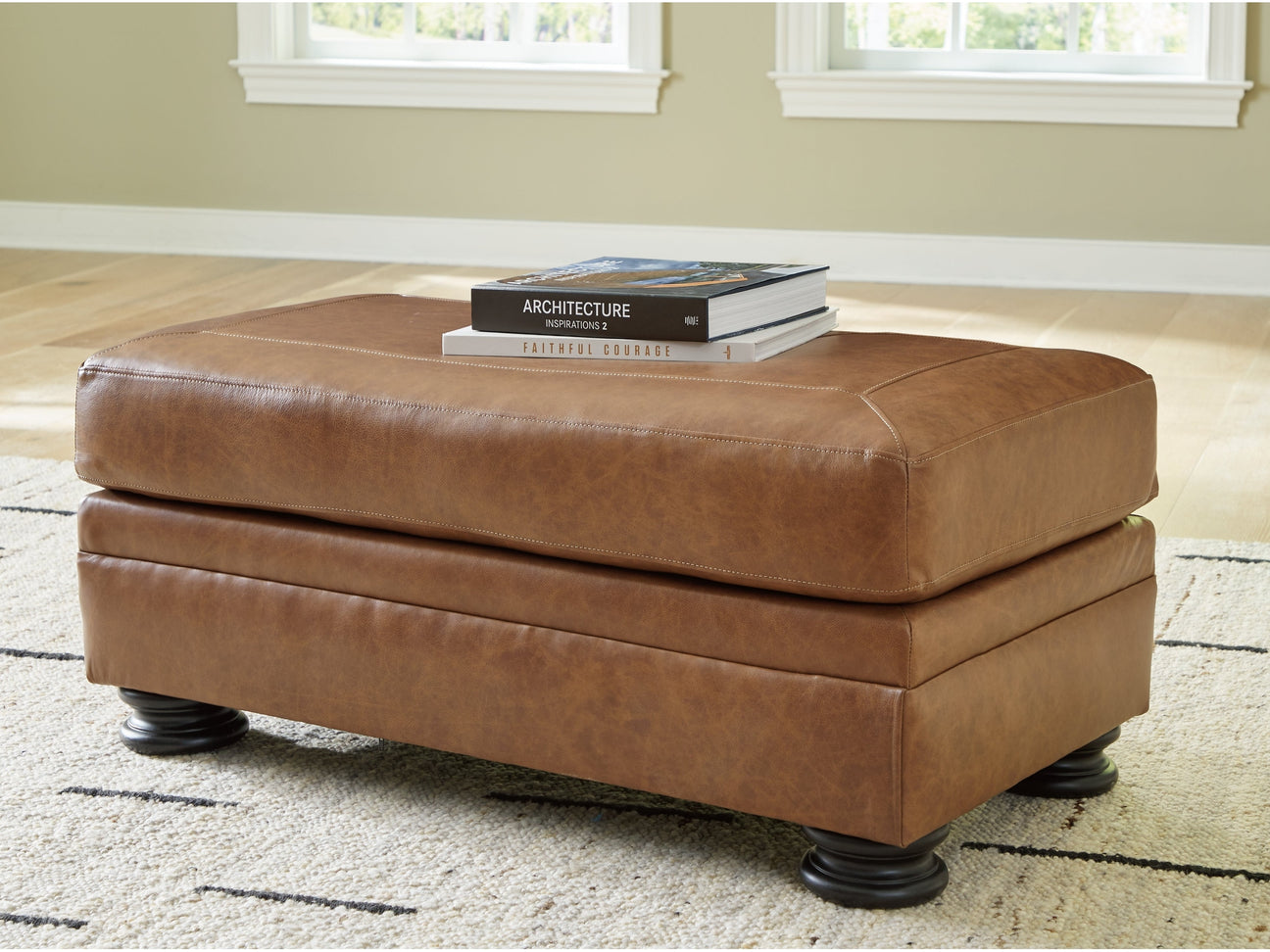 Carianna Caramel Ottoman - Ornate Home