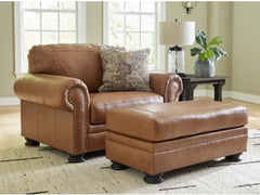 Carianna Caramel Oversized Chair and Ottoman - Ornate Home