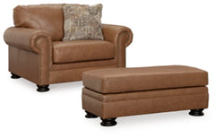 Carianna Caramel Oversized Chair and Ottoman - Ornate Home
