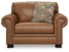 Carianna Caramel Oversized Chair and Ottoman - Ornate Home