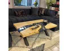 Caribbean Natural Live Edge Epoxy Decorated Coffee Table - Ornate Home