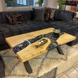 Caribbean Natural Live Edge Epoxy Decorated Coffee Table - Ornate Home