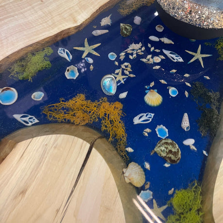 Caribbean Natural Live Edge Epoxy Decorated Coffee Table - Ornate Home