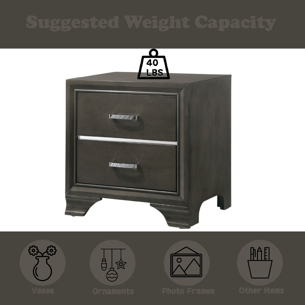 Carine II Gray Nightstand - Ornate Home