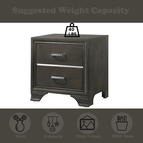 Carine II Gray Nightstand - Ornate Home