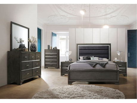 Carine II King Panel Bed in Gray - Ornate Home