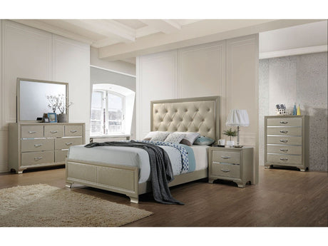 Carine PU & Champagne Queen Bed - Ornate Home