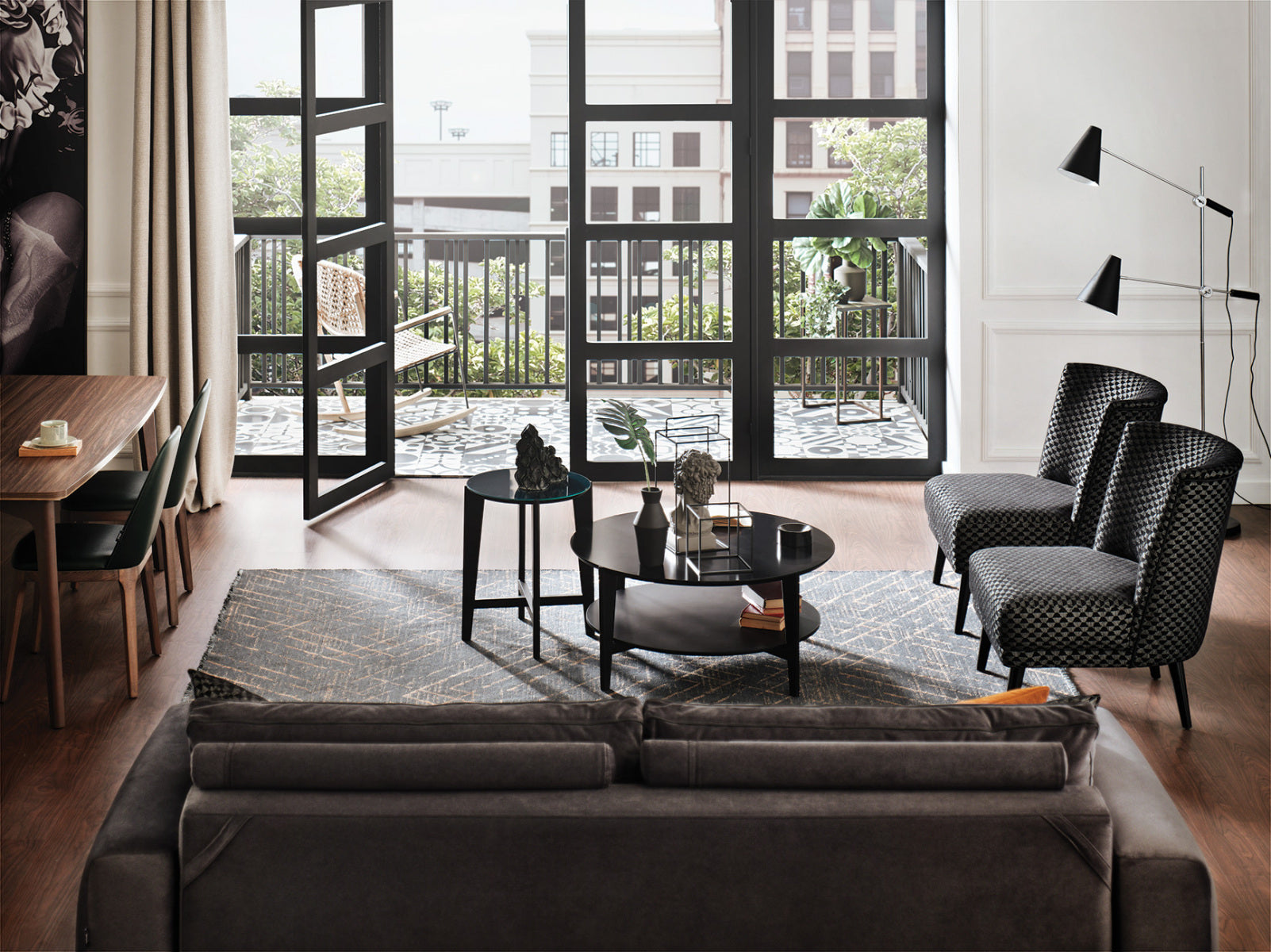 Carino Gray/Black Flannel Accent Chair - Ornate Home