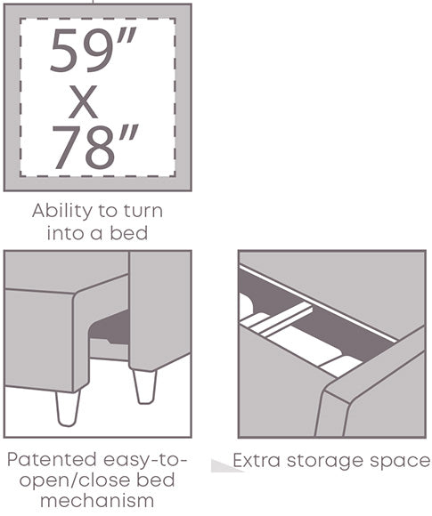 Carino Gray Flannel Queen Sleeper Sofa - Ornate Home