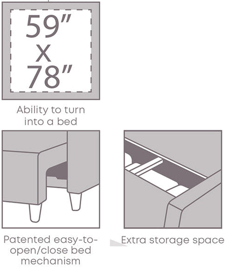 Carino Gray Flannel Queen Sleeper Sofa Sets - Ornate Home