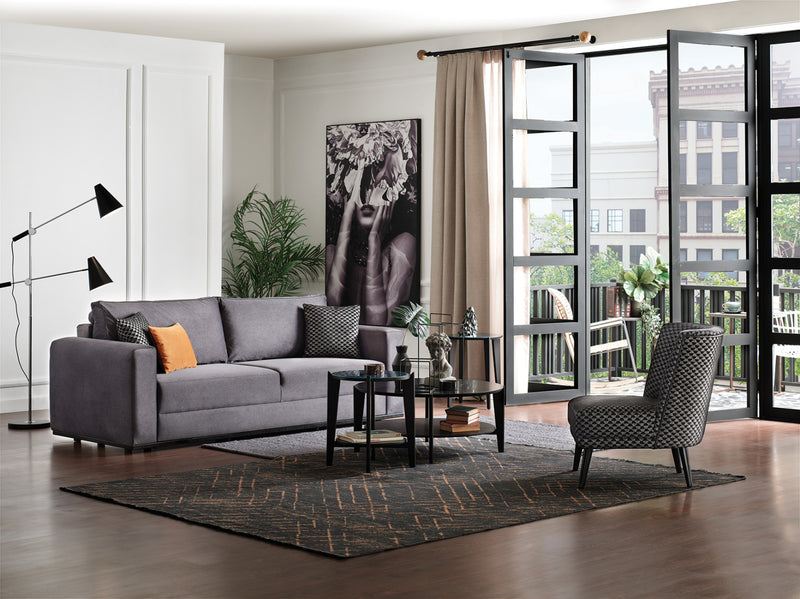 Carino Gray/Black Flannel Accent Chair - Ornate Home