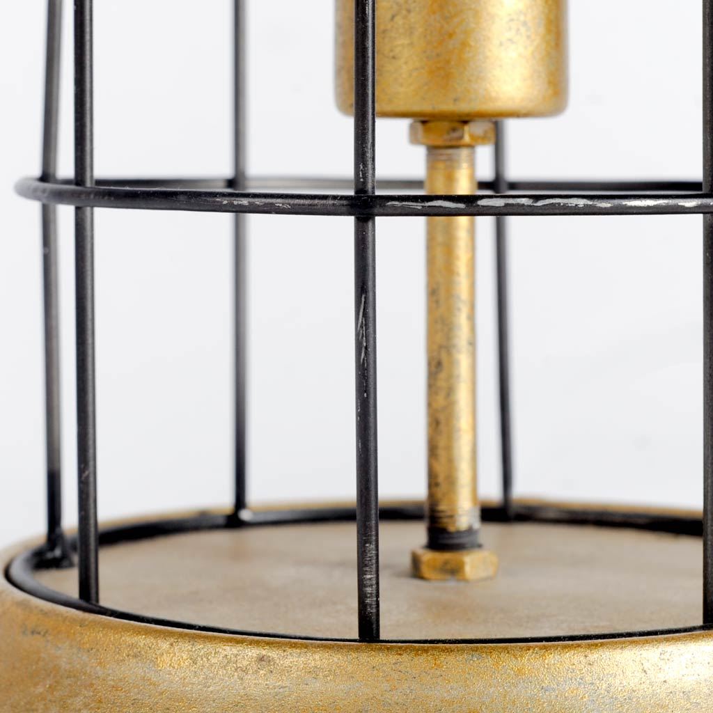 Carkner Gunmetal Gray Cylindrical Metal Cage Table Lamp - Ornate Home