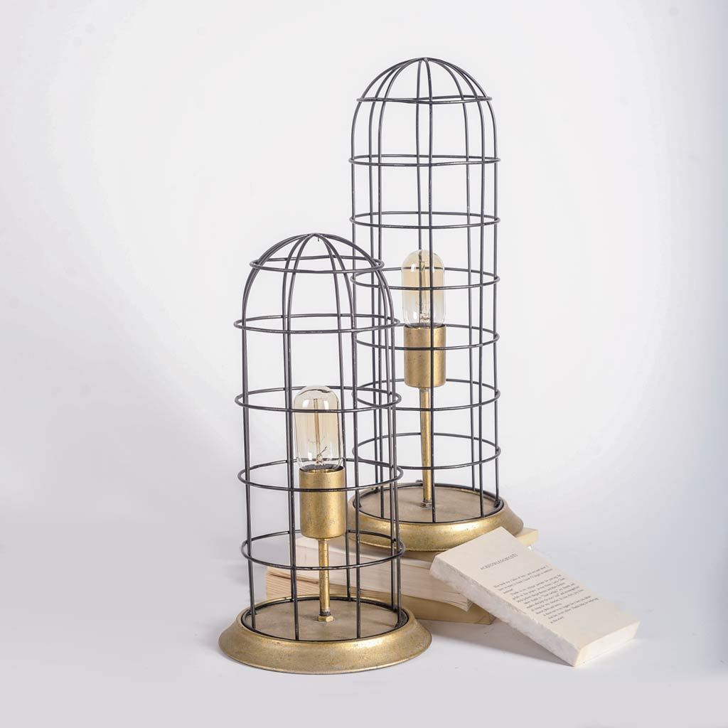 Carkner Gunmetal Gray Cylindrical Metal Cage Table Lamp - Ornate Home